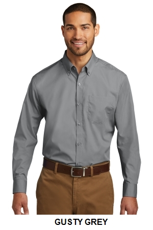 Port Authority Long Sleeve Carefree Poplin Shirt.  PORT A.  W100